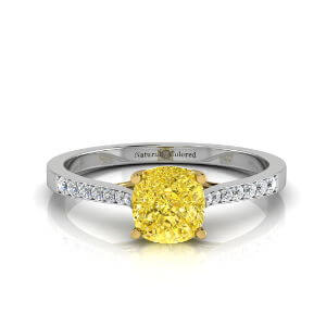 Cushion cut colored diamond engagement rings