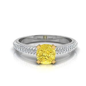 Yellow diamond cushion cut halo engagement rings