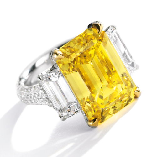 10.30 carat Fancy Vivid Yellow VS1 emerald cut diamond