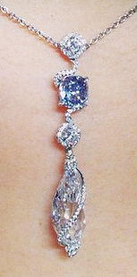 12 carat D Flawless and 2 carat intense blue diamond necklace