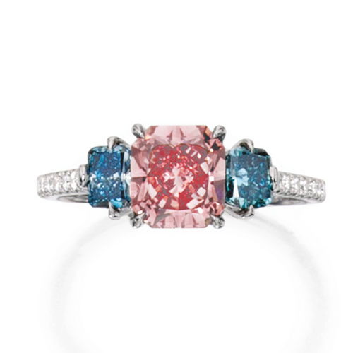Deep Pink and Blue Diamond Ring by Sothebys