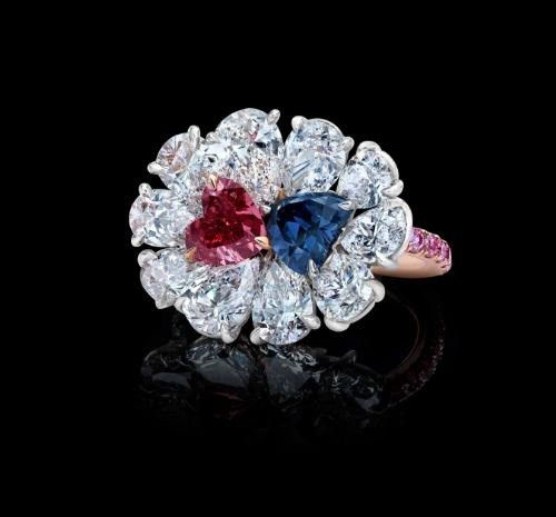 Fancy Red and Bluish Violet Diamond Ring