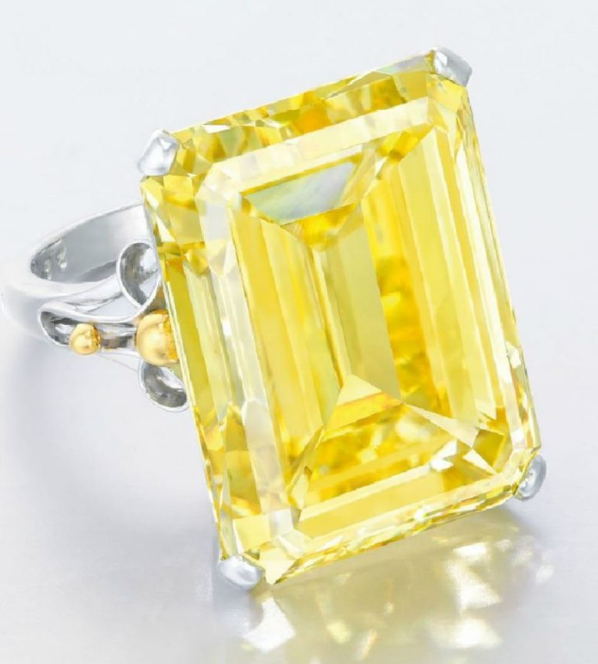 28.78 carat Vivid Yellow Diamond vvs1 Emerald Cut