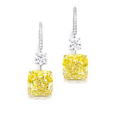 Intense Yellow Diamond Pendent Earrings