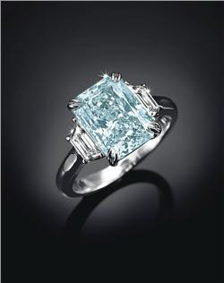 5 carat fancy intense greenish blue diamond ring