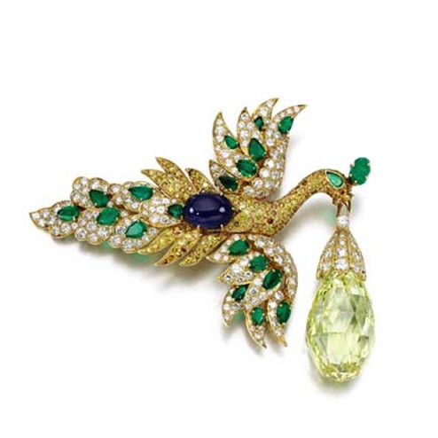 Walska Briolette Yellow Diamond Brooch