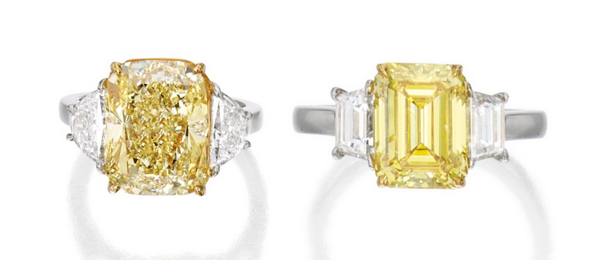 Vivid Yellow Diamond Ring VS Intense Yellow Diamond Ring at Sotheby's