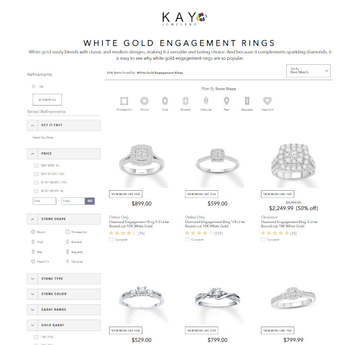 10k gold rings at Kay Jewelers