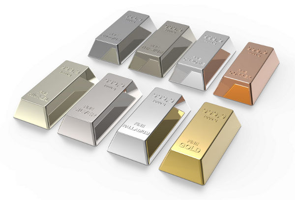 Palladium, Platinum and White Gold - Metal Illustration