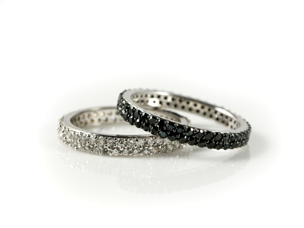 White and Black Diamonds Eternity Rings