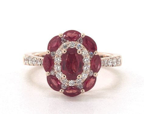 14k Rose Gold Imperial Ruby and Diamond Ring