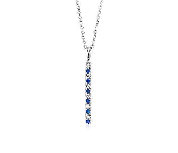 Alternating Sapphire and Diamond Vertical Bar Pendant