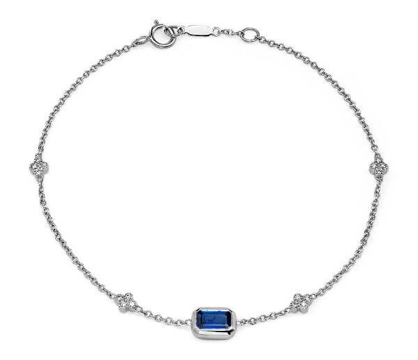 Bezel-Set Emerald-Cut Sapphire and Diamond Station Bracelet