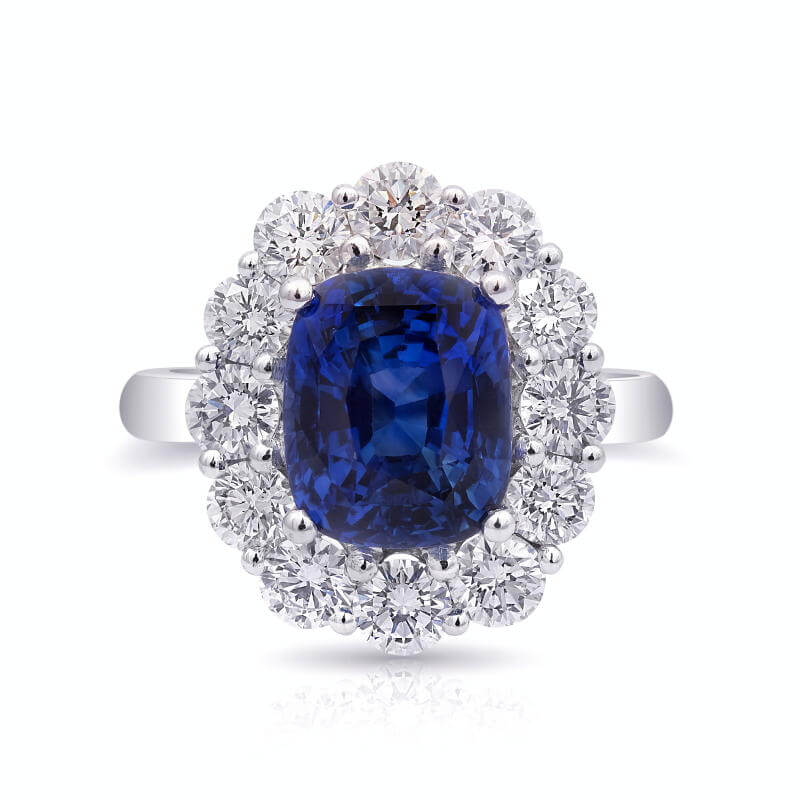 Blue Sapphire and Diamond Ring