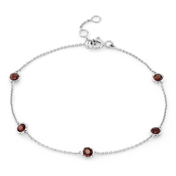 Garnet Stationed Bezel-Set Bracelet