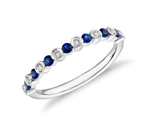 Petite Alternating Sapphire and Diamond Stacking Ring