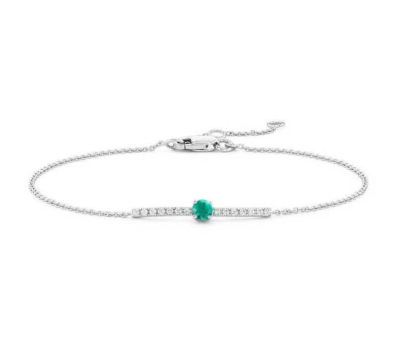 Petite Emerald & Diamond Bar Bracelet