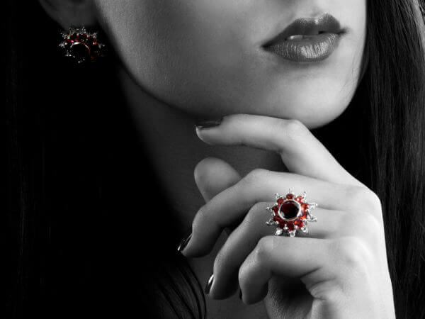 Ruby Ring and Earrings