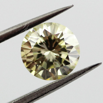 Fancy Brownish Greenish Yellow Chameleon Diamond, Round, 0.79 carat, SI1 - B