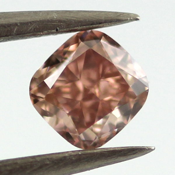 Fancy Brownish Orangy pink Diamond, Cushion, 0.33 carat, VVS2