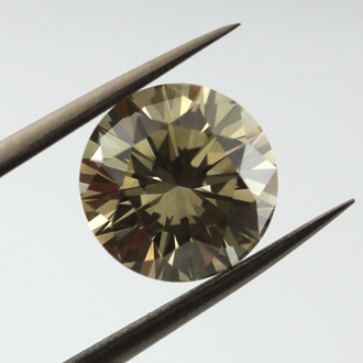 Fancy Dark Brown Greenish Yellow Diamond, Round, 4.20 carat, SI2- C
