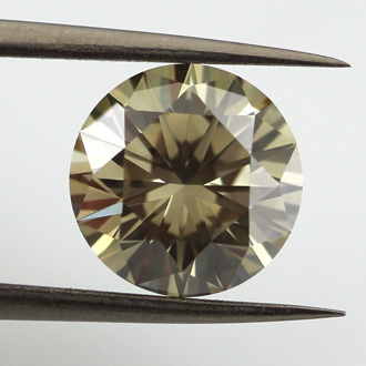 Fancy Dark Brown Greenish Yellow Diamond, Round, 4.20 carat, SI2