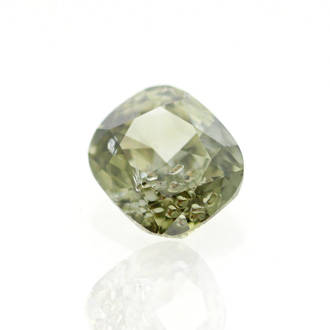 Fancy Dark Gray Greenish Yellow (Chameleon) Diamond, Cushion, 0.83 carat