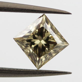 Fancy Dark Gray Greenish Yellow Diamond, Princess, 1.11 carat, SI1 - B