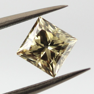 Fancy Dark Gray Greenish Yellow Diamond, Princess, 1.11 carat, SI1
