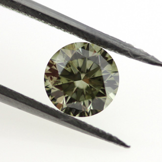 Fancy Dark Greenish Gray Chameleon Diamond, Round, 0.70 carat