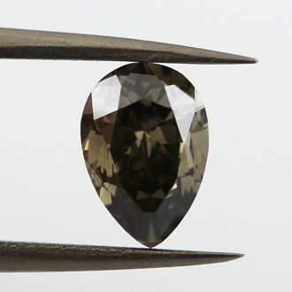 Fancy Dark Greenish Gray Diamond, Pear, 1.34 carat, SI1 - B