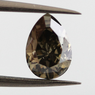 Fancy Dark Greenish Gray Diamond, Pear, 1.34 carat, SI1- C