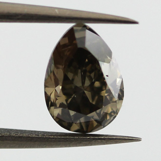 Fancy Dark Greenish Gray Diamond, Pear, 1.34 carat, SI1