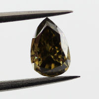 GIA Pear Fancy Dark Greenish Yellow Brown Diamond, 0.44 carat