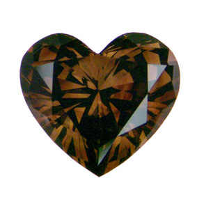 Fancy Dark Orangy Brown Diamond, Heart, 1.55 carat