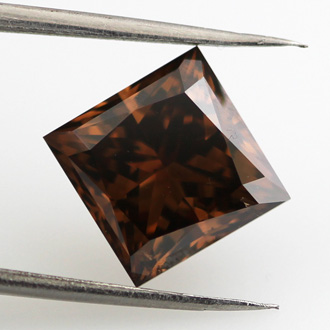 Fancy Dark Orangy Brown Diamond, Princess, 3.09 carat, SI2