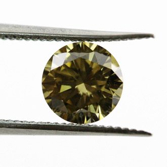 Fancy Dark Yellowish Brown Diamond, Round, 0.58 carat, VVS2
