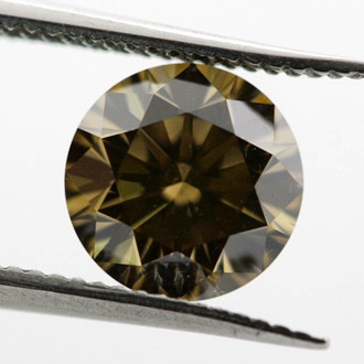 Fancy Dark Yellowish Brown Diamond, Round, 0.77 carat, SI1