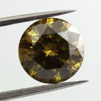 GIA Round Fancy Deep Brown Greenish Yellow Diamond, 2.13 carat