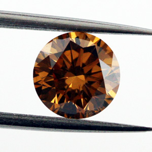 Fancy Deep Brown Orange Diamond, Round, 0.93 carat, VS2