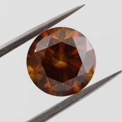 Fancy Deep Brown Orange Diamond, Round, 2.01 carat, VVS2