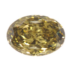 Fancy Deep Brownish Greenish Yellow (chameleon) Diamond, Oval, 1.36 carat- C