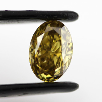 Fancy Deep Brownish Greenish Yellow (chameleon) Diamond, Oval, 1.36 carat