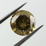 GIA Round Fancy Deep Brownish Greenish Yellow Diamond, 1.09 carat