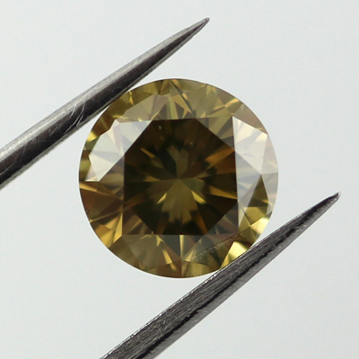 Fancy Deep Brownish Greenish Yellow Diamond, Round, 1.09 carat, SI2