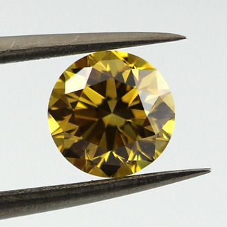 Fancy Deep Brownish Greenish Yellow Diamond, Round, 1.01 carat, SI1 - B
