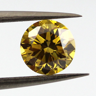 Fancy Deep Brownish Greenish Yellow Diamond, Round, 1.01 carat, SI1- C