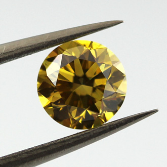 Fancy Deep Brownish Greenish Yellow Diamond, Round, 1.01 carat, SI1