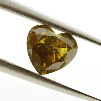 Fancy Deep Brownish Greenish Yellow Diamond, Heart, 1.01 carat