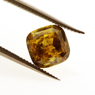 Fancy Deep Brownish Greenish Yellow Diamond, Cushion, 1.01 carat - B